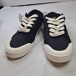Roxy Pierview Black Canvas Lace Up Low Top Cushion Sneakers Women's Size 8